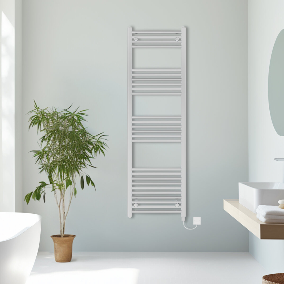 (Chrome, 1600X500mm) Prefilled Electric Straight Heated Towel Rail Radiator Ladder Warmer 5063123355025