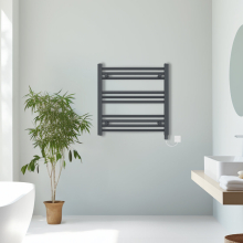 (Anthracite, 600x600mm) Prefilled Electric Straight Heated Towel Rail Radiator Ladder Warmer