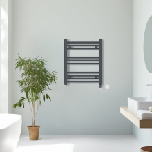 (Anthracite, 600x500mm) Prefilled Electric Straight Heated Towel Rail Radiator Ladder Warmer
