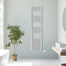 (Chrome, 1600x400mm) Prefilled Electric Straight Heated Towel Rail Radiator Ladder Warmer
