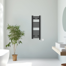 (Black, 800x300mm) Prefilled Electric Straight Heated Towel Rail Radiator Ladder Warmer