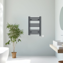 (Anthracite, 600x400mm) Prefilled Electric Straight Heated Towel Rail Radiator Ladder Warmer