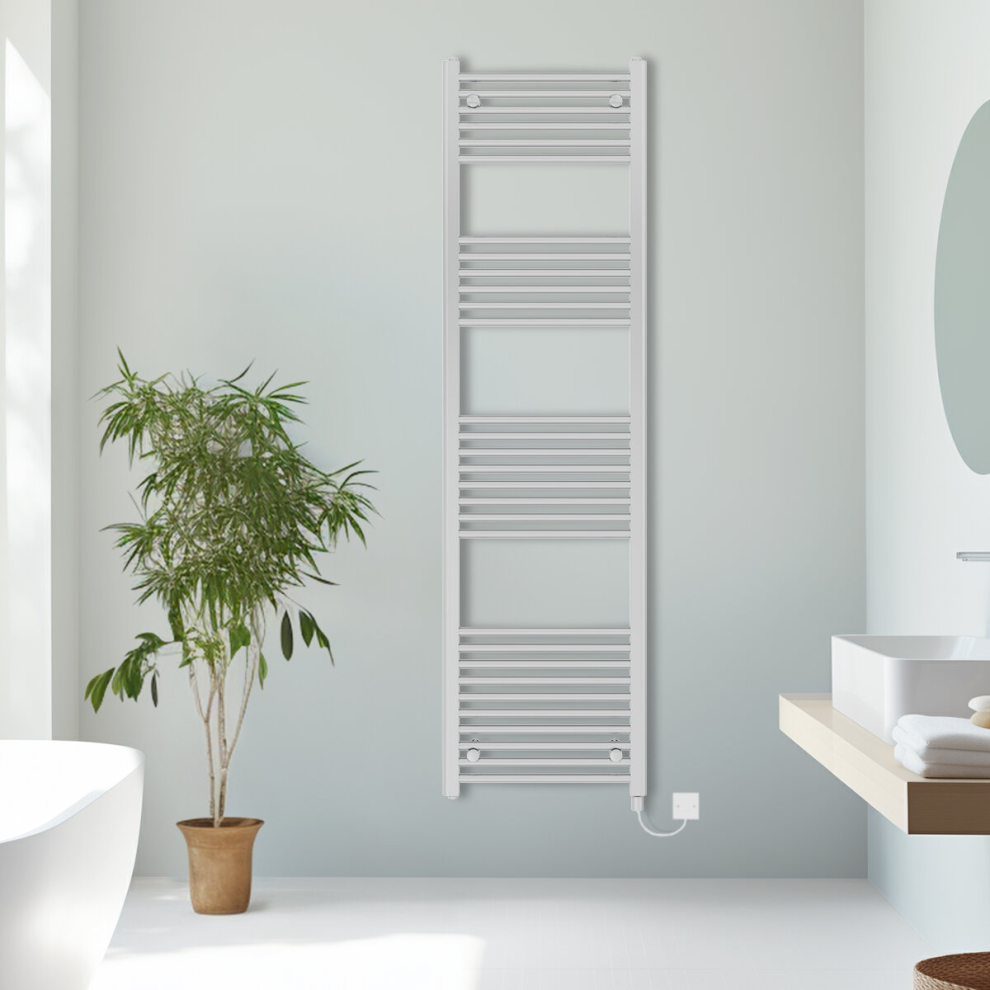 (Chrome, 1800x500mm) Prefilled Electric Straight Heated Towel Rail Radiator Ladder Warmer