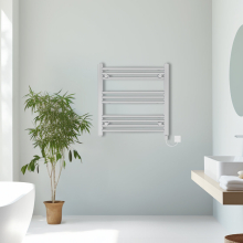 (Chrome, 600x600mm) Prefilled Electric Straight Heated Towel Rail Radiator Ladder Warmer