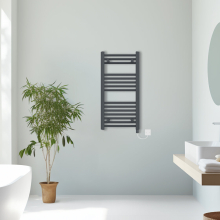 (Anthracite, 800x400mm) Prefilled Electric Straight Heated Towel Rail Radiator Ladder Warmer