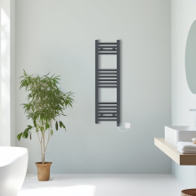 (Anthracite, 1000x300mm) Prefilled Electric Straight Heated Towel Rail Radiator Ladder Warmer