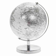 Silver & White Globe Modern Vintage Effect  Rotating Desk World Globe