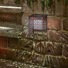 2 x Solar Moroccan Bronze Wall Fence & Post Silhouette Garden Lights