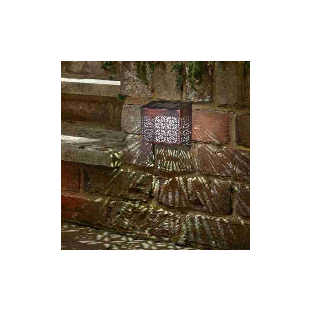 2 x Solar Moroccan Bronze  Wall Fence & Post Silhouette Garden Lights