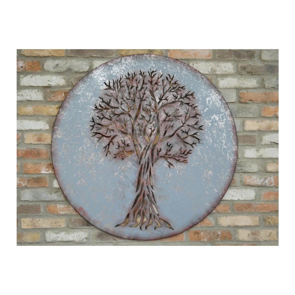Large Rustic Tree Of Life Metal Round Wall Art Garden Sculpture Plaque