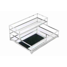 Silver Mirrored Glass Cosmetic, Jewellery, Perfume Organiser 2 Tier