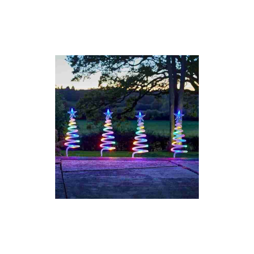 Multi Coloured LED Spiral Christmas Tree Garden Stake Lights