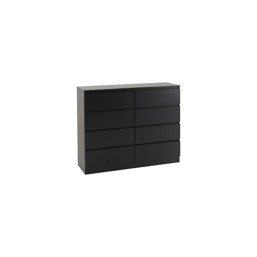 Malvern 8 Drawer Chest of Drawers in Black Finish Recessed Handles Metal Runners
