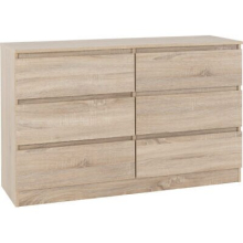 Malvern 6 Drawer Chest of Drawers in Sonoma Oak Effect Recessed Handles