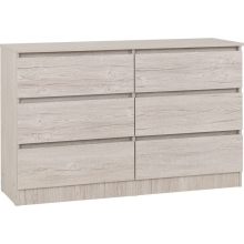 Malvern 6 Drawer Chest in Beige Urban Snow Finish Recessed Handles