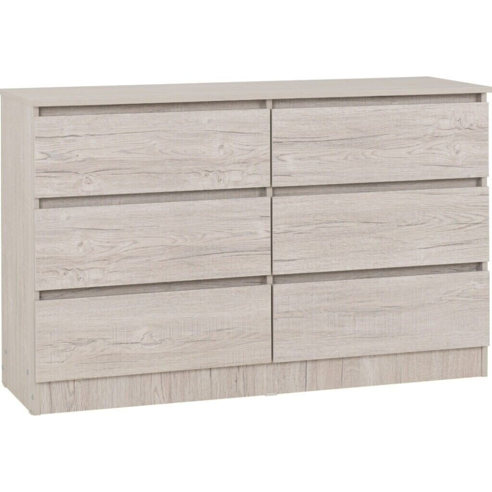 Seconique Malvern 6 Drawer Chest In Beige Urban Snow Finish Recessed Handles Cream