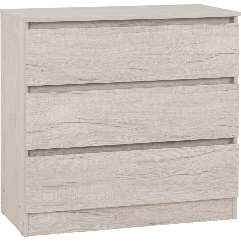 Seconique Malvern 3 Drawer Chest In Beige Urban Snow Finish Recessed Handles Cream
