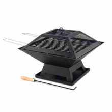 Fire Pit BBQ Grill Garden/Square Portable Log/Wood Burner Heater