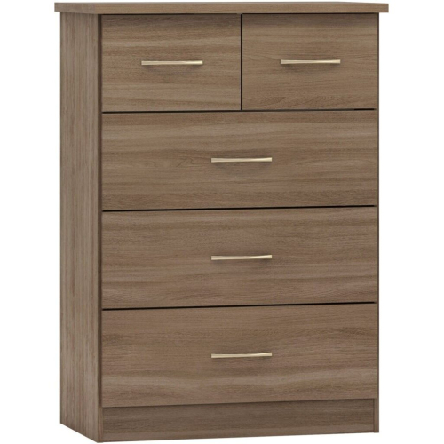 Seconique Nevada 3+2 Drawer Chest Rustic Oak Effect 5 Drawers