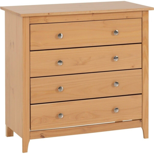 Seconique Oslo 4 Drawer Chest Antique Pine Metal Handles
