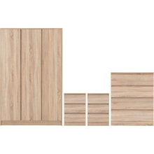 Malvern 3 Door Wardrobe Bedroom Set Sonoma Oak Effect with Chest and x2 Bedsides
