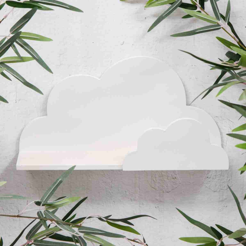 White Cloud Wooden Floating Shelf Childrens Baby Nursery Bedroom Decor