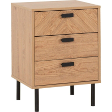 Leon 3 Drawer Bedside Medium Oak Effect Metal Legs