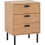 Seconique Leon 3 Drawer Bedside Medium Oak Effect Metal Legs 1