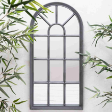 Grey Arched Window Style Wall Mirror Home / Outdoor Garden
