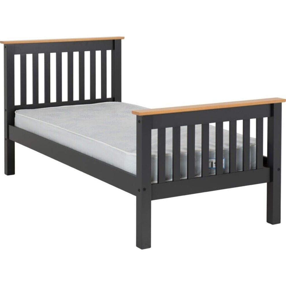 Monaco 3ft Single Bed 90cm High Foot End Frame in Grey and Oak Finish