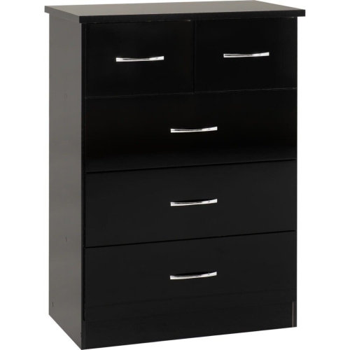 Seconique Nevada 3+2 Drawer Chest in Black Gloss Finish