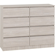 Malvern 8 Drawer Chest in Beige Urban Snow Finish Recessed Handles