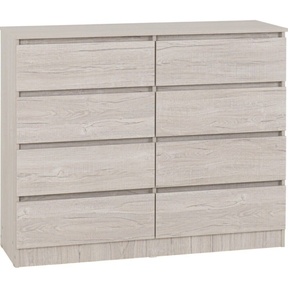 Seconique Malvern 8 Drawer Chest In Beige Urban Snow Finish Recessed Handles Cream