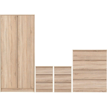 Malvern 2 Door Wardrobe Bedroom Set Sonoma Oak Effect with Chest and x2 Bedsides
