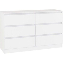 Malvern 6 Drawer Chest of Drawers in White Recessed Handles Metal Runners