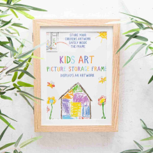 A4 Wood Art Storage Frame Changeable Wall Hanging Kids Picture