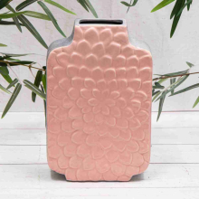 Pink Ceramic Flower Vase Scalloped Petal Vintage Glazed Decorative