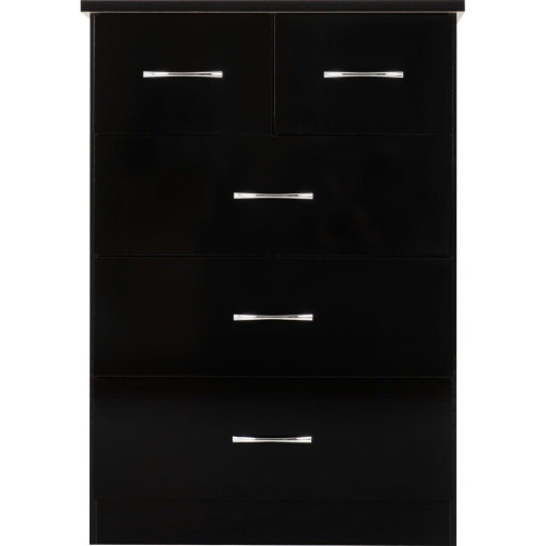 Seconique Nevada 3+2 Drawer Chest in Black Gloss Finish 2
