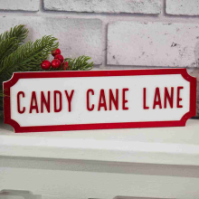 Candy Cane Lane Wooden Christmas Wall Plaque Sign