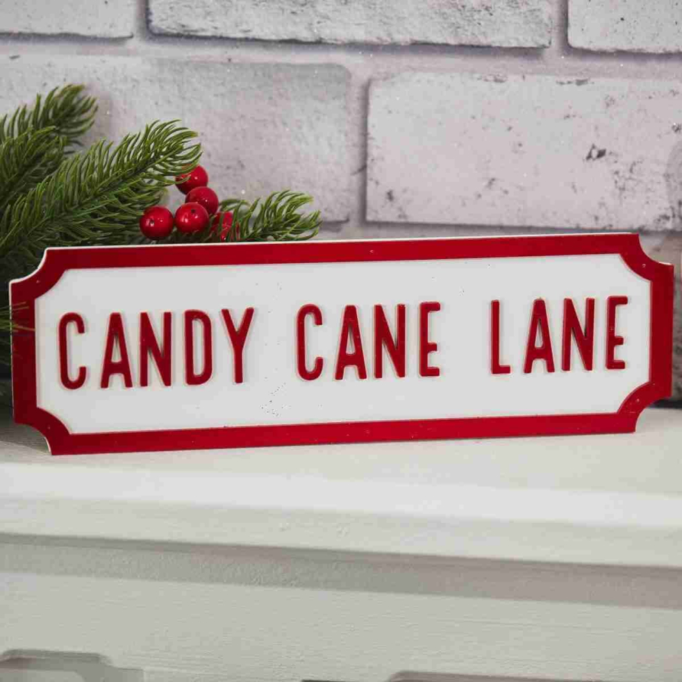 Candy Cane Lane Wooden Christmas Wall Plaque Sign