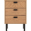 Seconique Leon 3 Drawer Bedside Medium Oak Effect Metal Legs 12