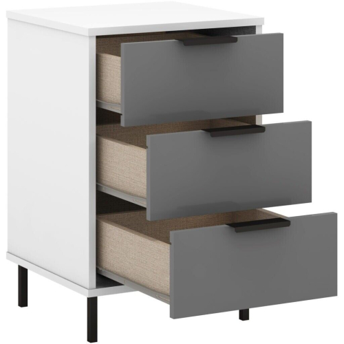 Seconique Madrid 3 Drawer Bedside in Grey and White Gloss Finish 1
