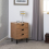 Seconique Leon 3 Drawer Bedside Medium Oak Effect Metal Legs 19