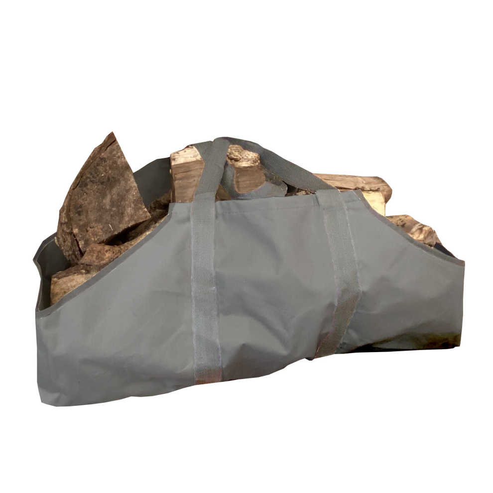 Canvas Log Carrier Firewood Bag in French Grey