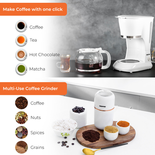 GEEPAS (White) Geepas Coffee Machine & Coffee Grinder Combo Set 2