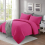 (Pink, King) Luxury Duvet Cover & Pillowcase Plain Bedding 1