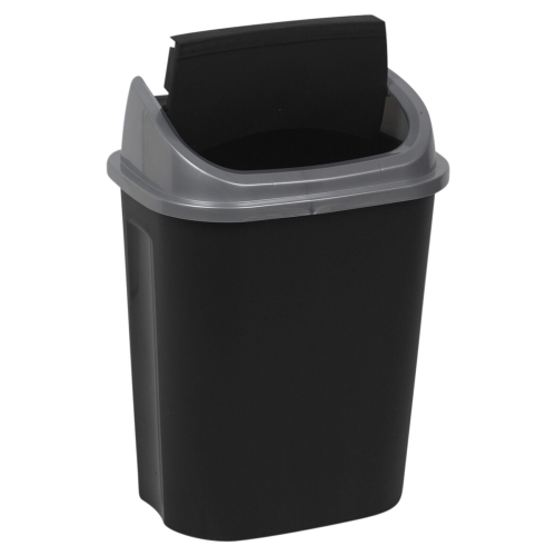 URBN Living (25L) Plastic Swing Top Waste Bin Can Dustbin Black & Grey Home Office Kitchen 2