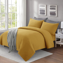 (Ochre, Double) Luxury Duvet Cover & Pillowcase Plain Bedding