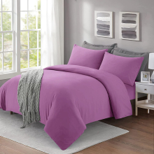 (Purple, King) Luxury Duvet Cover & Pillowcase Plain Bedding