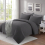 (Charcoal, Double) Luxury Duvet Cover & Pillowcase Plain Bedding 1
